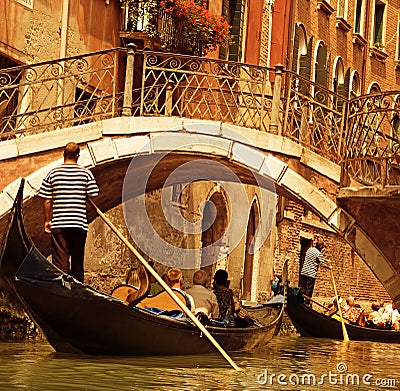 Traditional Venice gondola ride Stock Photo