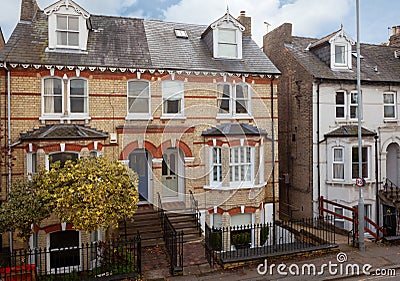 Traditional Victorian townhouses in Cambridge, UK Editorial Stock Photo