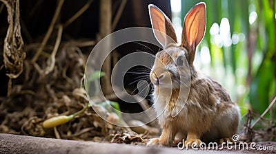 Traditional Vietnamese Style Small Brown Rabbit In Brazilian Zoo Stock Photo