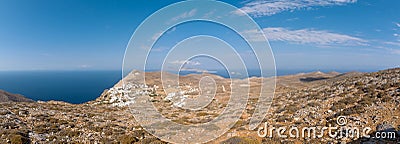 Traditional village Chora in Folegandros island Stock Photo