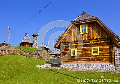 Traditional village Drvengrad Mecavnik - Serbia Stock Photo