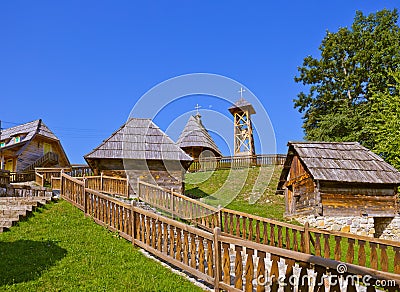 Traditional village Drvengrad Mecavnik - Serbia Stock Photo