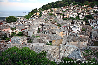 Traditional village of Panagia with sea view, Thasos (Thassos) Island, Greece Stock Photo