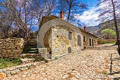 Traditional water mill at the village of Agios Germanos, Prespes, Greece Stock Photo