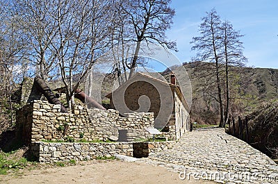 Traditional watermill in Agios Germanos, Prespes Editorial Stock Photo