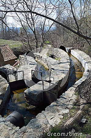 Traditional watermill in Agios Germanos, Prespes Editorial Stock Photo