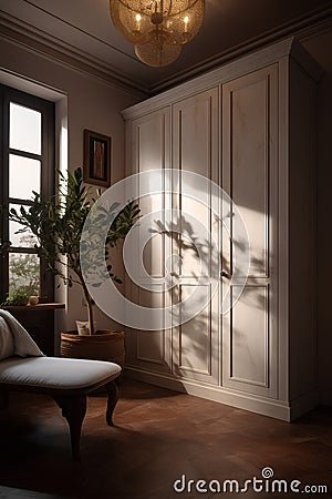 Traditional white wardrobe in a house Stock Photo