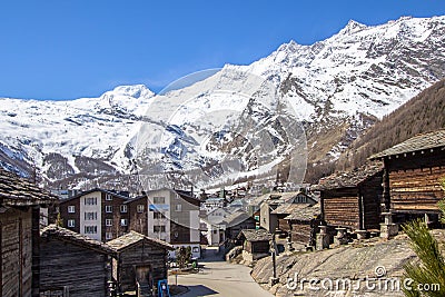 Hotels of Ski resort Saas-Fee in Switzerland Stock Photo