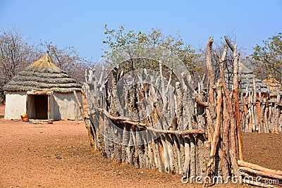 Traditional wooden kraal or enclosure for cattles Stock Photo