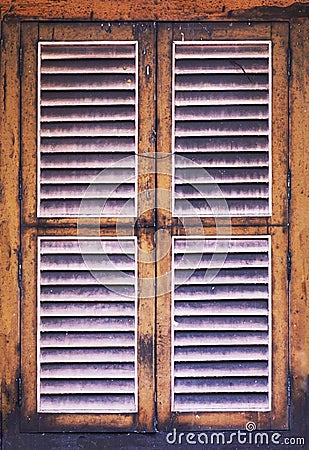 Traditional wooden tropical brown window Stock Photo