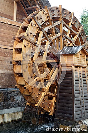 Traditional wooden water wheel Stock Photo