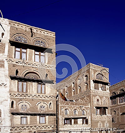 Traditional Yemeni heritage architecture design Stock Photo