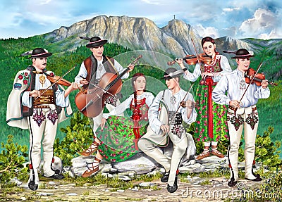 Traditional Zakopane Band Stock Photo