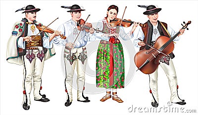 Traditional Zakopane Folk Band Stock Photo