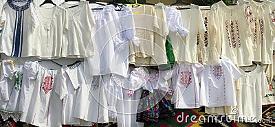 Traditionally hand embroidered blouses Stock Photo