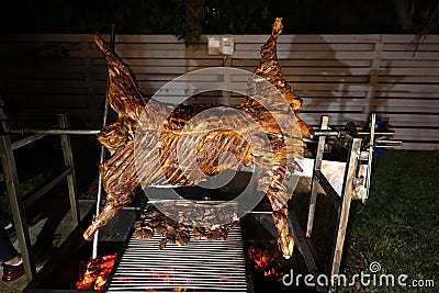 traditionally prepared grilled lamb shank Stock Photo