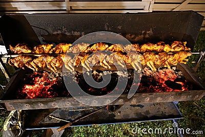 traditionally prepared grilled chicken shank Stock Photo