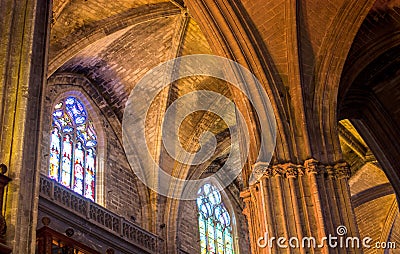 wonderful interiors of the Cathedral of Santa Maria of Seville Stock Photo