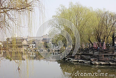 The tradtional bulding reflection on Lake(Jiaxing,China) Editorial Stock Photo