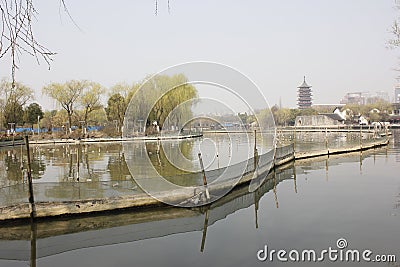 The tradtional bulding reflection on Lake(Jiaxing,China) Editorial Stock Photo