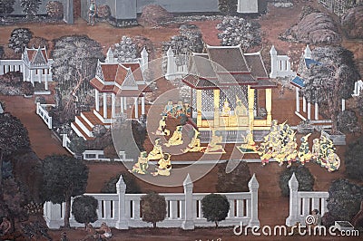 Tradtional Thailand Painting on wall Stock Photo