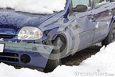 Traffic accident involving the car in winter Stock Photo