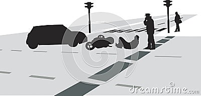 Traffic accident silhouette vector Vector Illustration