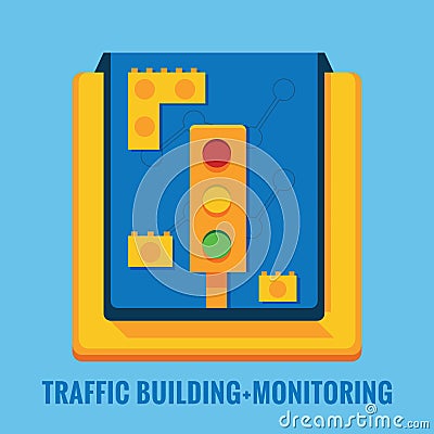 traffic building monitoring. Vector illustration decorative design Vector Illustration