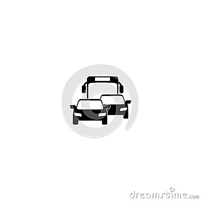 Traffic busy road sign. Road traffic car jam symbol isolated on white background Vector Illustration