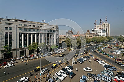 Traffic and Car Parking An aerial view of Flora Fountain at Hutatma Chowk Fort Editorial Stock Photo