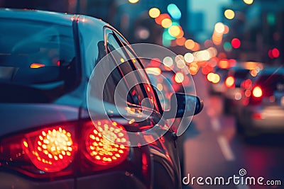 traffic in the city. midnight blurry traffic jam background Stock Photo