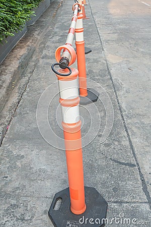 Traffic cone on concrete road Stock Photo