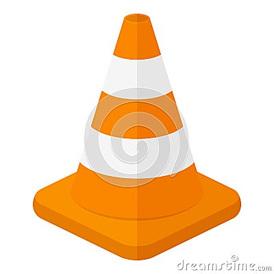 Traffic Cone Flat Icon Isolated on White Vector Illustration