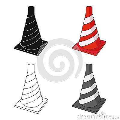 Traffic cone icon in cartoon style isolated on white background. Architect symbol stock vector illustration. Vector Illustration