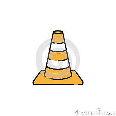 Traffic cone line icon Vector Illustration