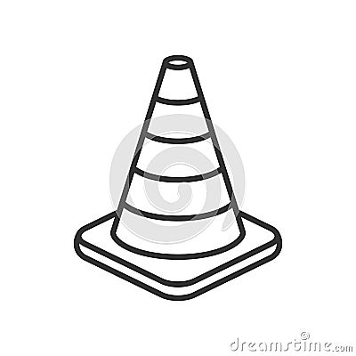 Traffic Cone Outline Flat Icon on White Vector Illustration