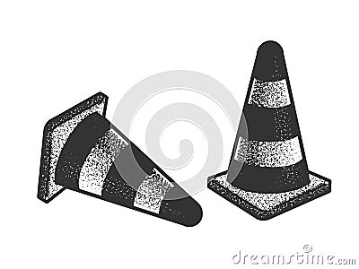 Traffic cone pylon sketch vector illustration Vector Illustration