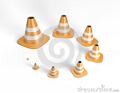 Traffic cones in different sizes including a clipping path Cartoon Illustration