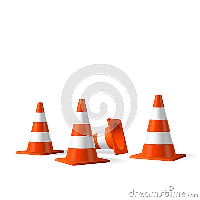 Traffic cones isolated object Vector Illustration