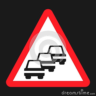 Traffic Congestion sign flat icon Vector Illustration