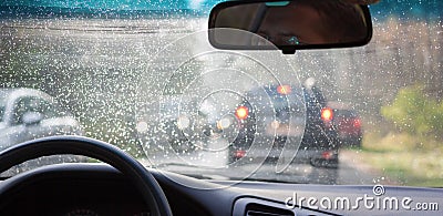 Traffic congestion wheel car rain Stock Photo