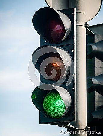 Traffic Control light, its green signal Stock Photo