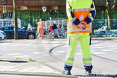 Traffic control manager watching order Stock Photo