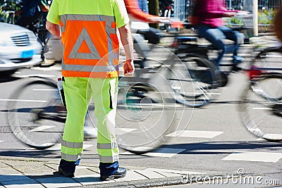 Traffic control manager watching order Stock Photo