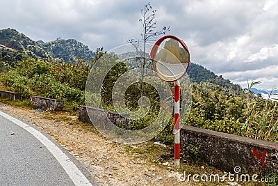 The traffic curve mirror Stock Photo