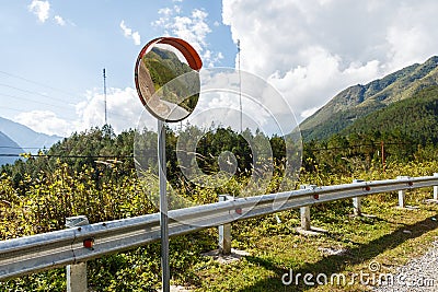 The traffic curve mirror Stock Photo