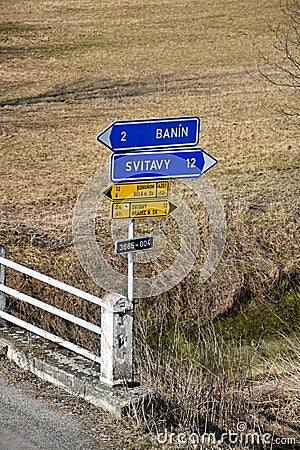Traffic directional indicator. Information signs. Czech Republic Stock Photo