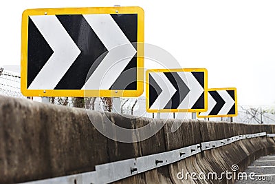 Traffic directional road signs pointing to right Stock Photo