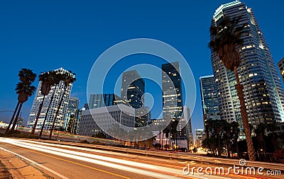 Traffic driving through Los Angeles Stock Photo