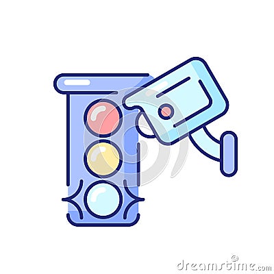 Traffic enforcement camera RGB color icon Vector Illustration